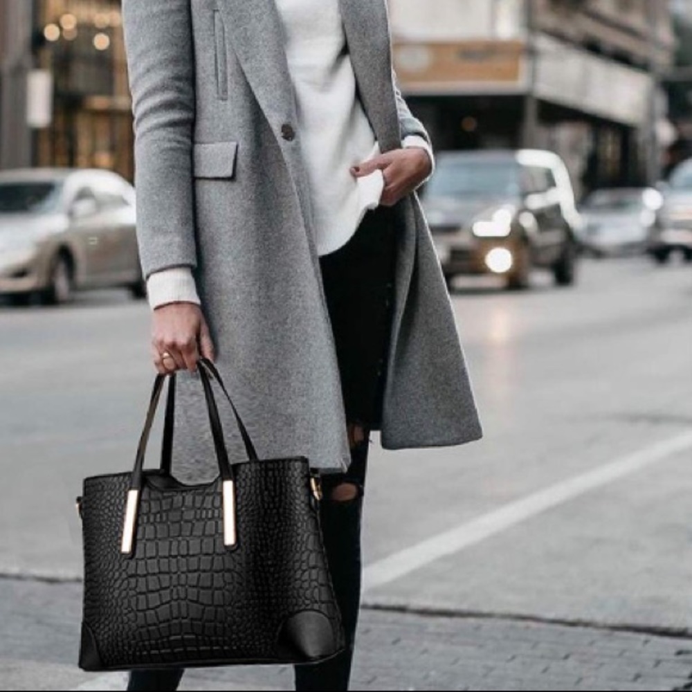 Black satchel 2 piece handbag